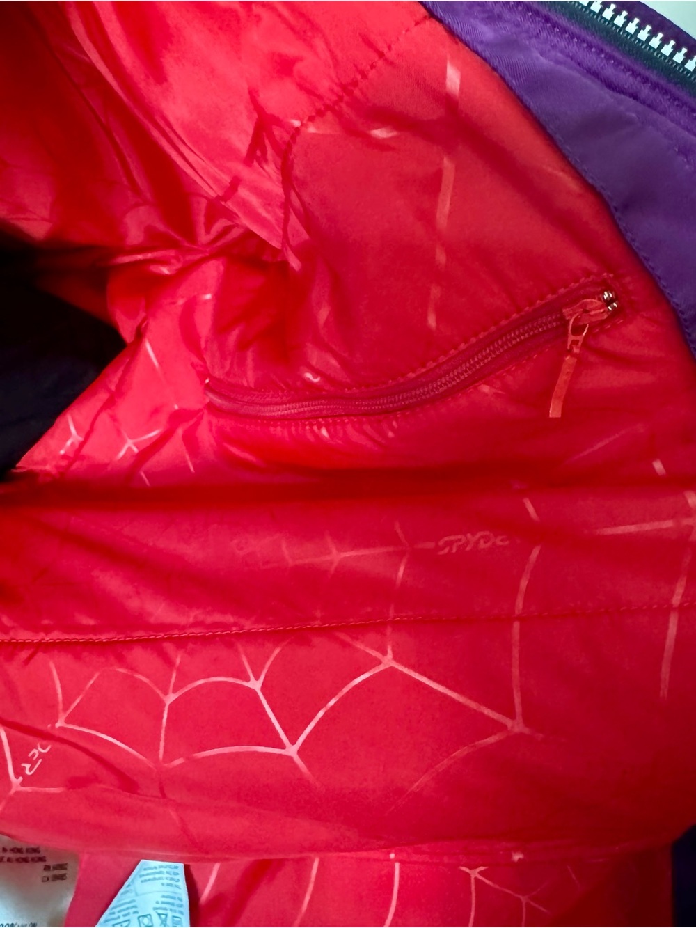 Spyder Colorblock Ski Jacket in Purple with Teal and Red Accents - Picture 14 of 14